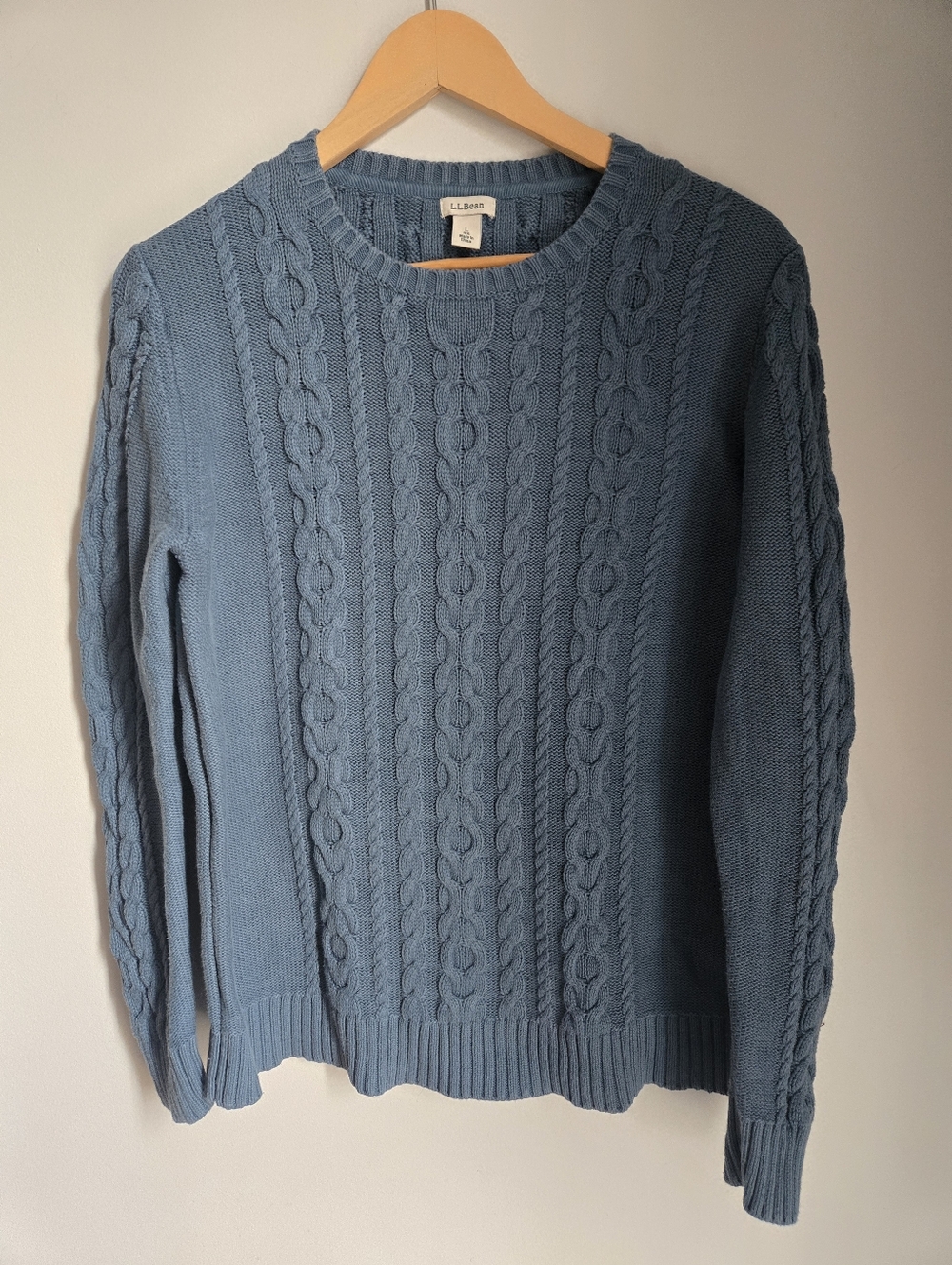 L.L. BEAN 100% Cotton Cable Knit Sweater - Blue